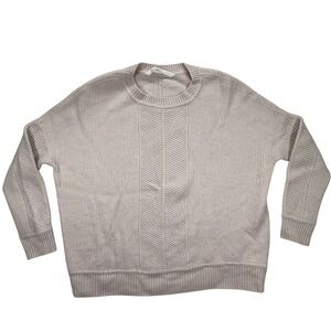Athleta Wool Cashmere Sweater Ribbed Knit‎ Pullover Long Sleeve Beige Size M